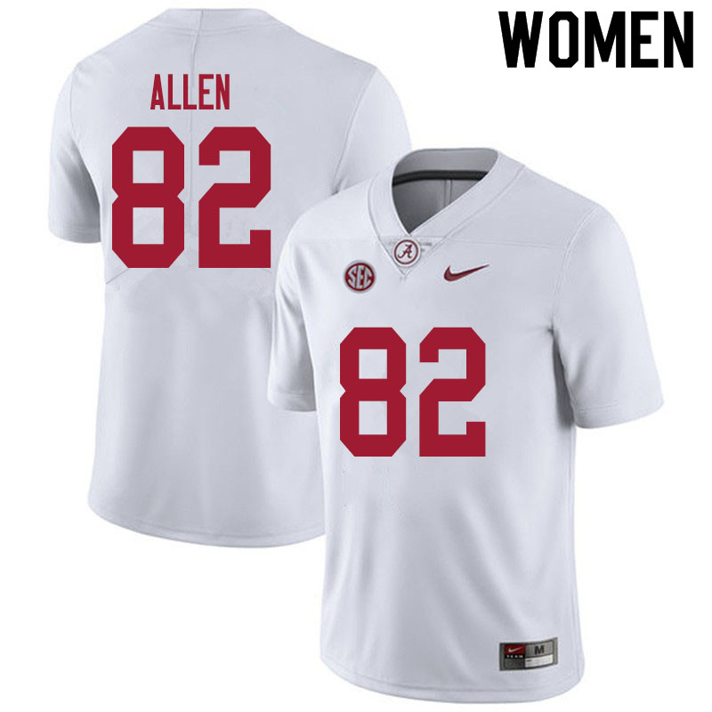 Women #82 Chase Allen Alabama White Tide College Football Jerseys Sale-White